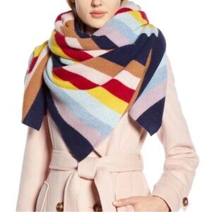 Halogen + Atlantic Pacific 100% Cashmere colorful stripe large scarf